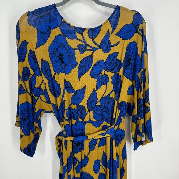 3/$25 Motherhood Maternity Wrap Dress S Floral Print Dolman Sleeves Blue Jersey - Picture 5 of 7